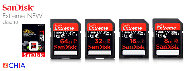 Sandisk Extreme NEW SDHC Card Class 10 80MBs UHS1 8GB 16GB 32GB 64GB